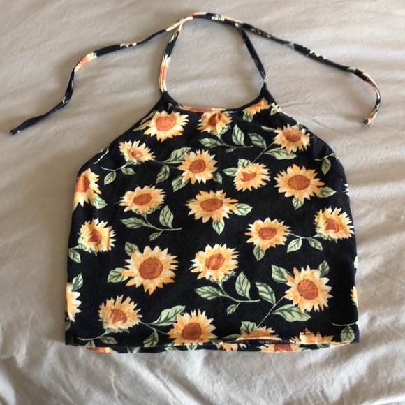 Truly Madly Deeply Tops - Brandy Melville sunflower halter crop top